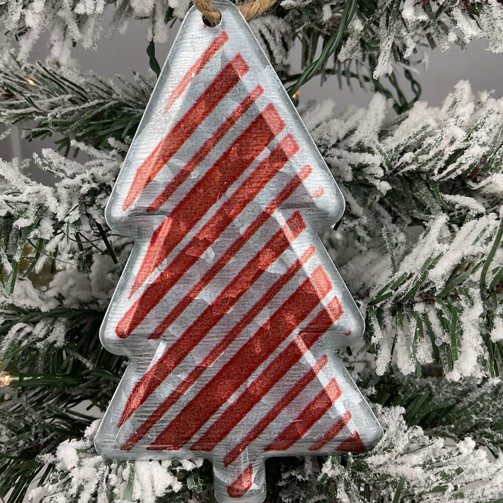 Christmas Ornament-Metal Red Lined Christmas Tree- The Bridge Collection